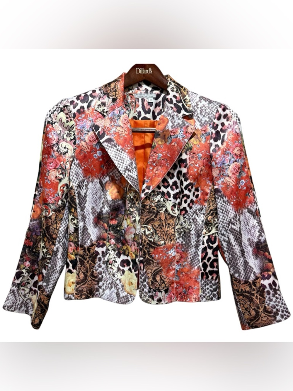 VINTAGE Alberto Makali Y2K Mixed Print Statement Blazer 10 Art to Wear